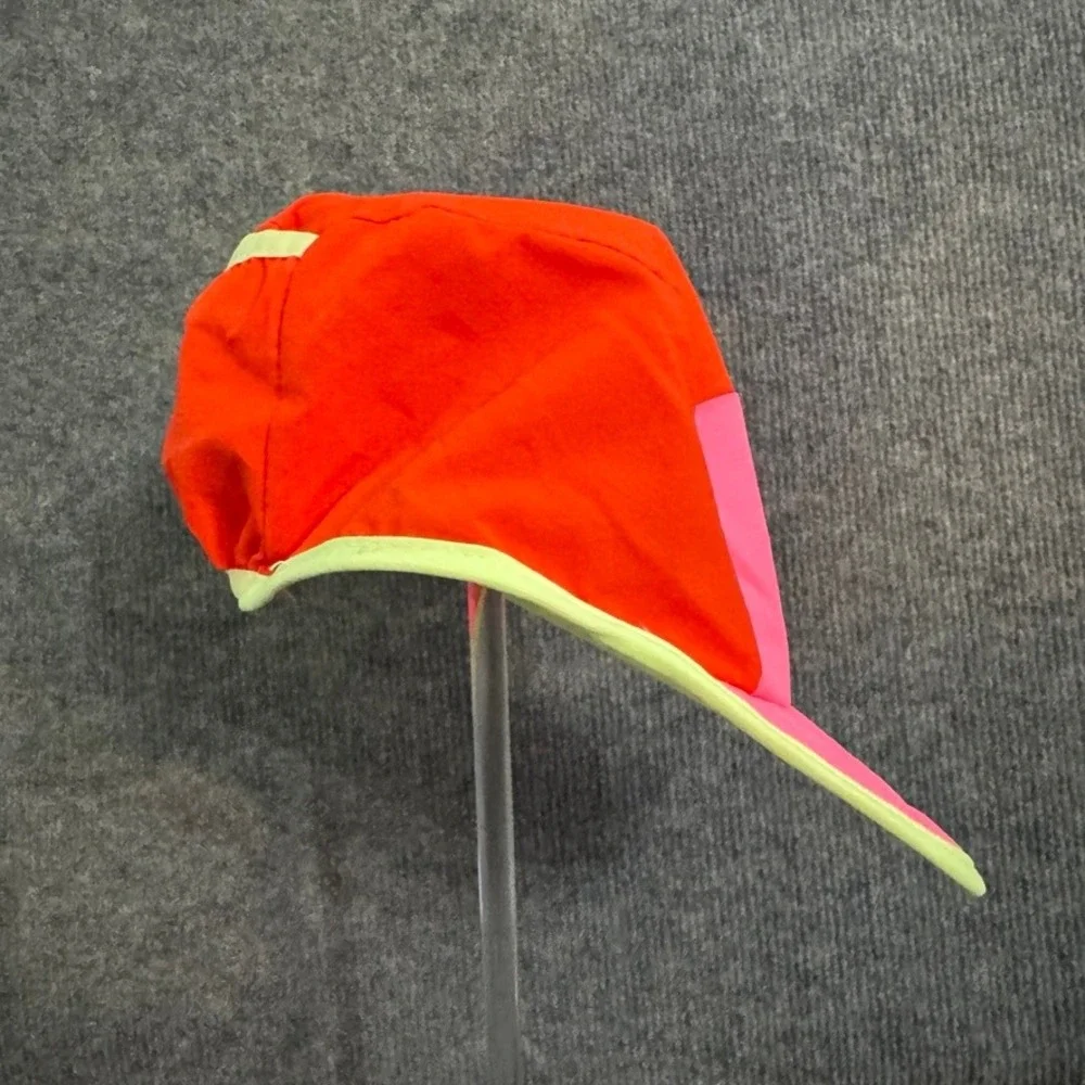 Brooks Running Hat Neon Pink Orange Lime Green Colorblock Performance Cap